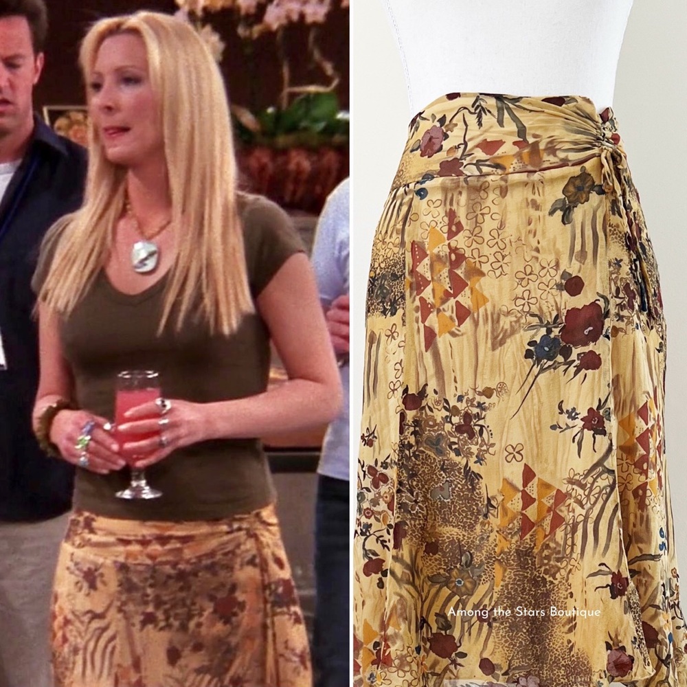 Rare Early 2000s Vintage Boho Handkerchief Hem Skirt ASO Phoebe in Friends - Picture 5 of 16